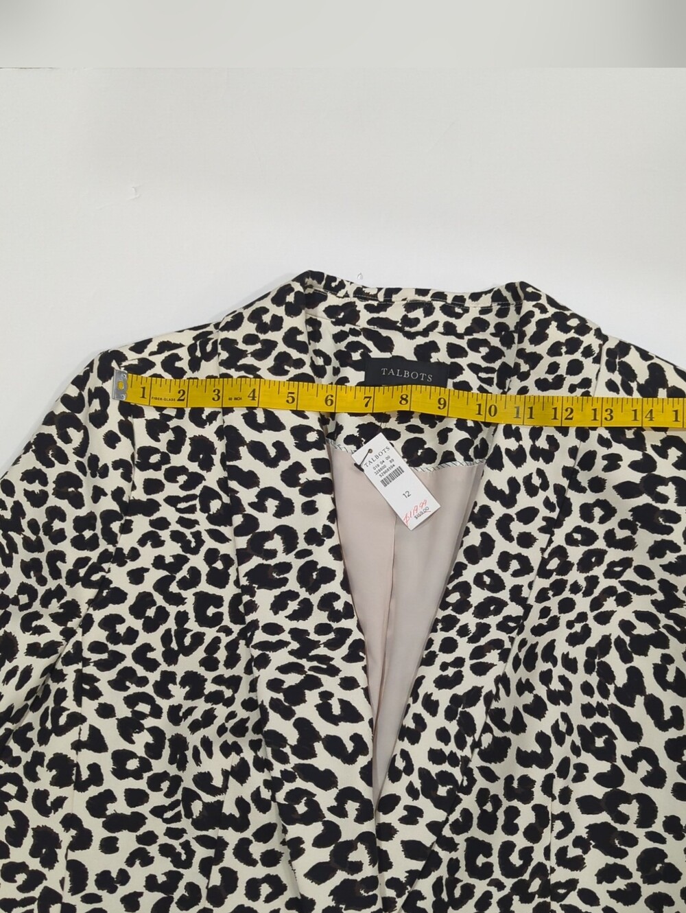 NWT Talbots Cream and White Leopard-Print Blazer Women's 12 Office Chic Animal - Picture 14 of 16